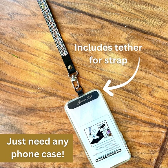 NWT JACQUELINE KENT Bling Cell Phone Wrist Strap - White Diamond - Picture 3 of 9